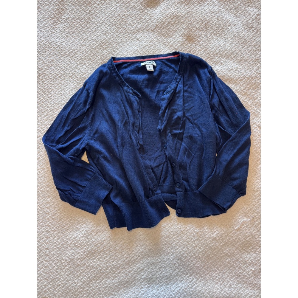 Old Navy Womens Navy Blue Button Front Cardigan Sweater Size Medium Classic Knit